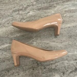 Elegant Nude Patent Leather Pumps
